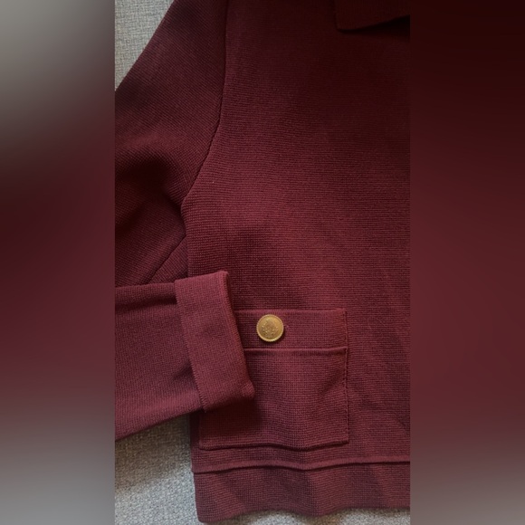 NWOT Zara Women's Deep Burgundy Blazer Sweater with ahold Buttons - Picture 7 of 8